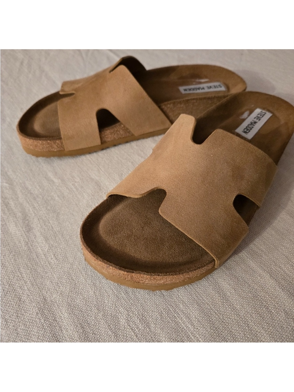 Steve Madden Tan Suede Slide Sandals BNWT